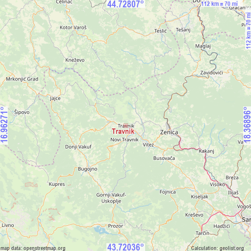 Travnik on map