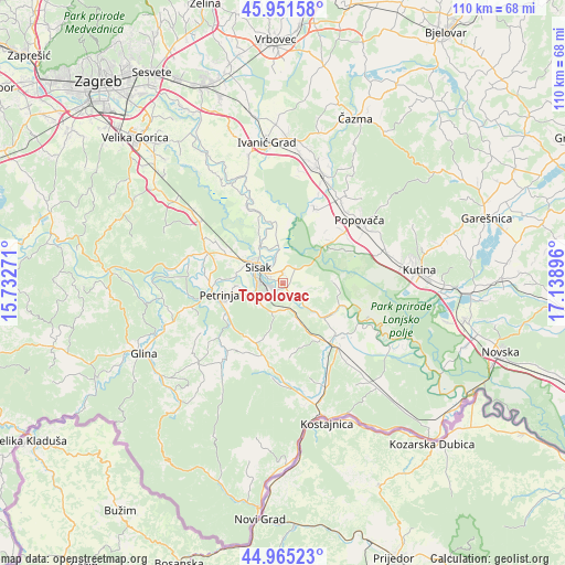 Topolovac on map