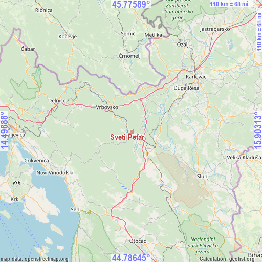 Sveti Petar on map