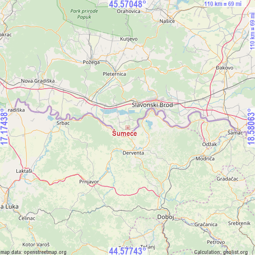 Šumeće on map