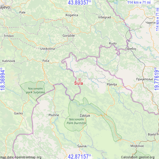 Šula on map