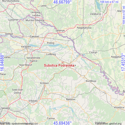Subotica Podravska on map