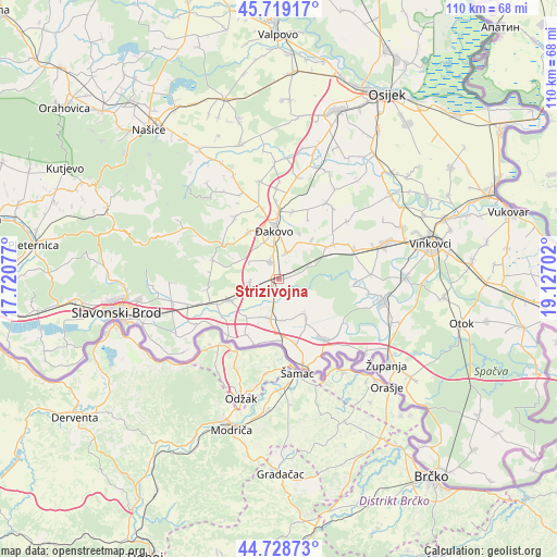 Strizivojna on map