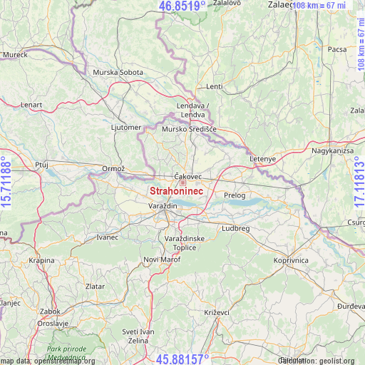 Strahoninec on map