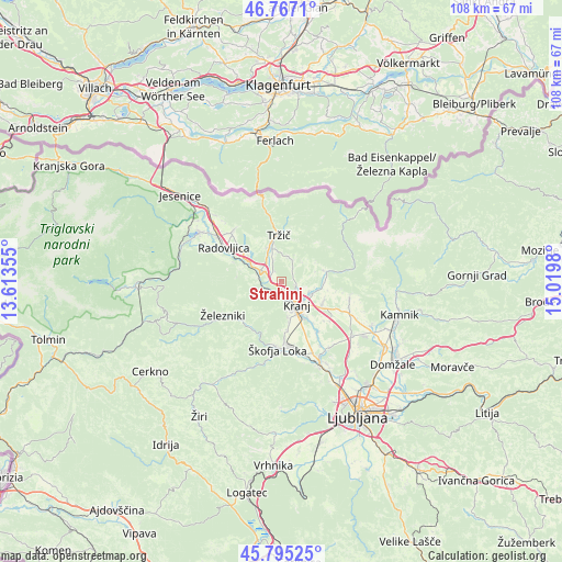 Strahinj on map