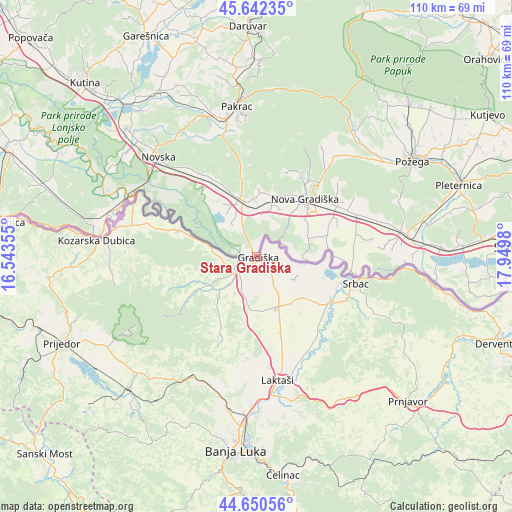 Stara Gradiška on map
