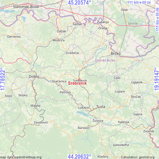 Srebrenik on map