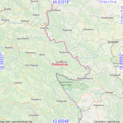 Srebrenica on map