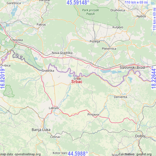 Srbac on map