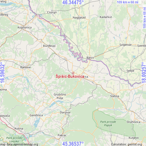 Špišić-Bukovica on map