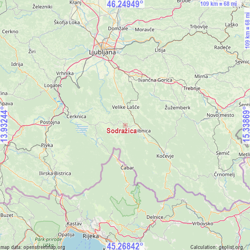 Sodražica on map
