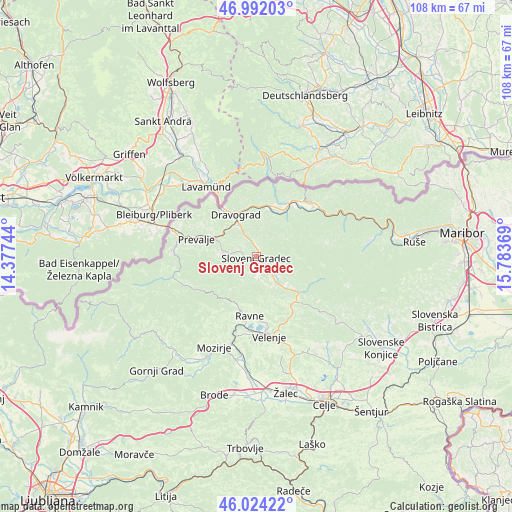 Slovenj Gradec on map