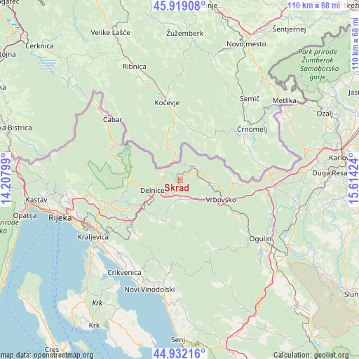 Skrad on map