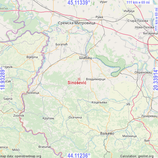 Sinošević on map