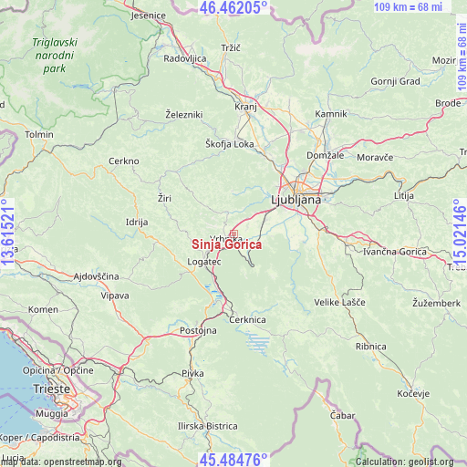 Sinja Gorica on map