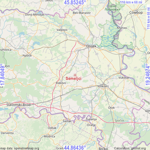 Semeljci on map