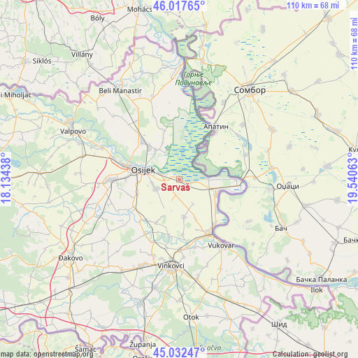 Sarvaš on map