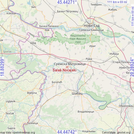 Salaš Noćajski on map