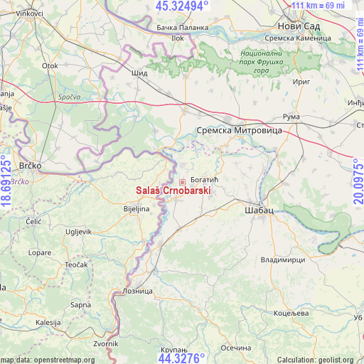 Salaš Crnobarski on map