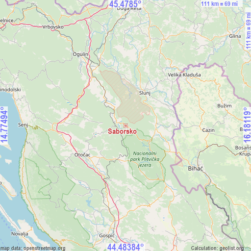 Saborsko on map