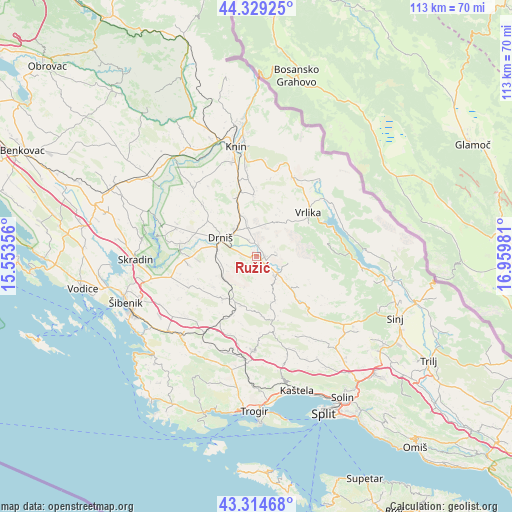 Ružić on map