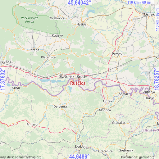 Ruščica on map