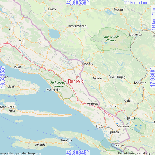 Runović on map