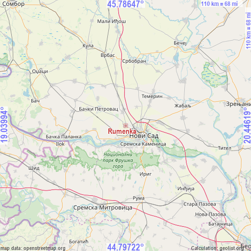 Rumenka on map