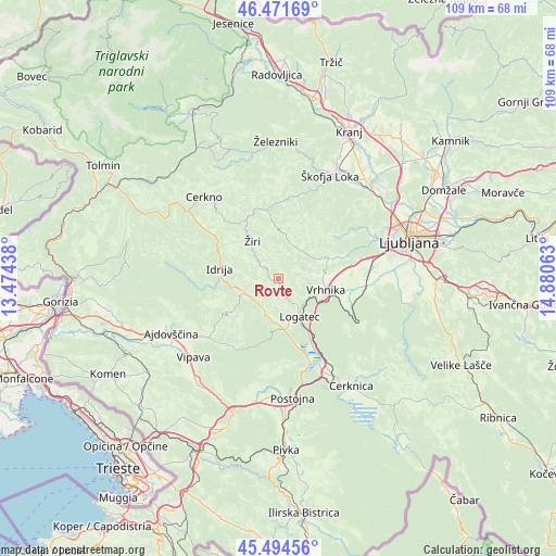 Rovte on map