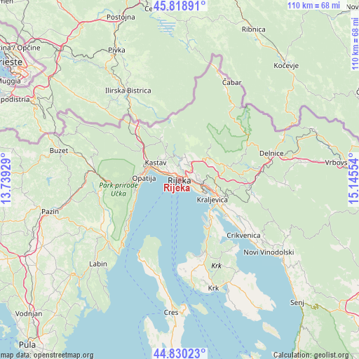 Rijeka on map