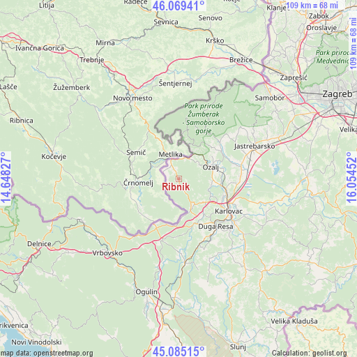 Ribnik on map