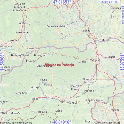 Ribnica na Pohorju on map