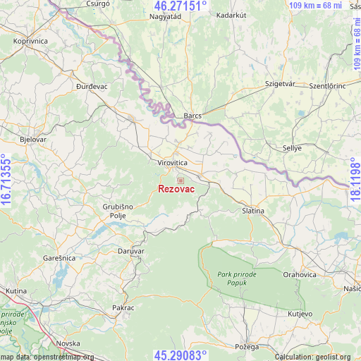 Rezovac on map