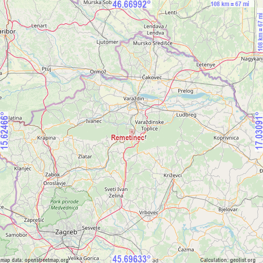 Remetinec on map