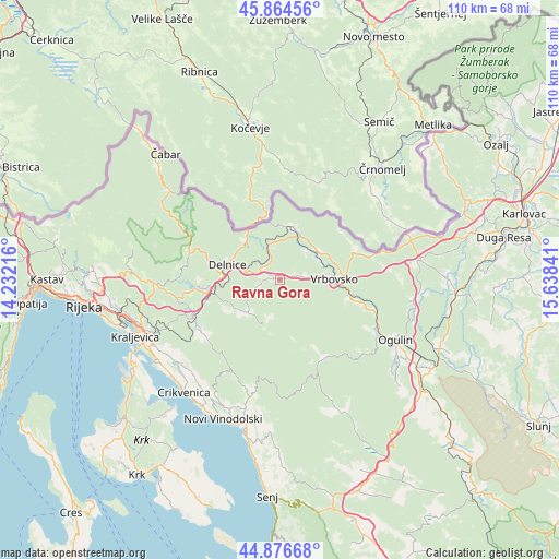 Ravna Gora on map