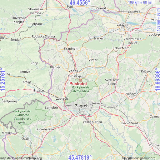 Pustodol on map