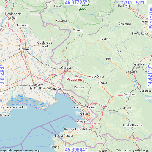 Prvačina on map