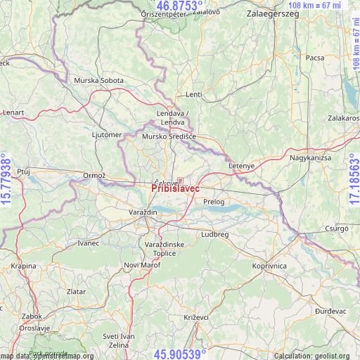 Pribislavec on map
