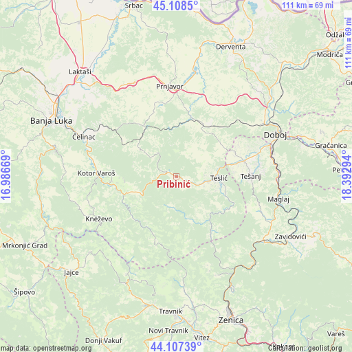 Pribinić on map