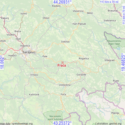 Prača on map