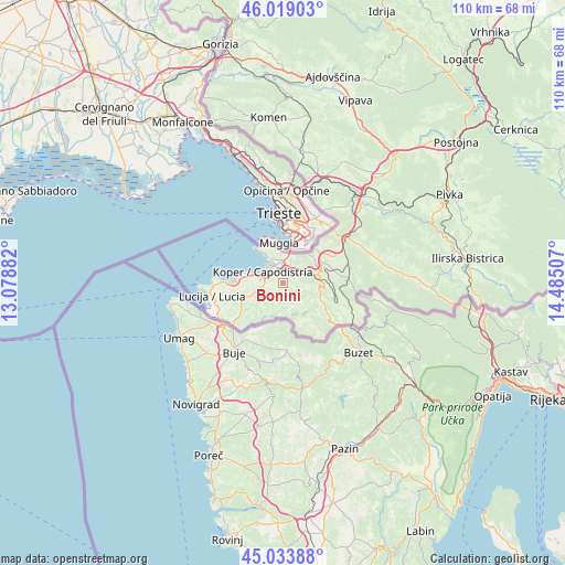 Bonini on map