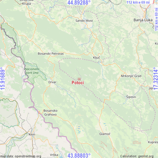 Potoci on map