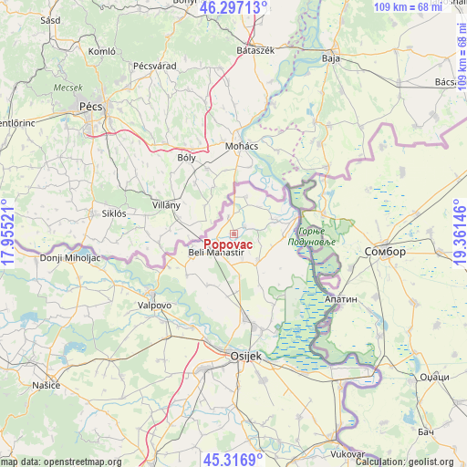 Popovac on map