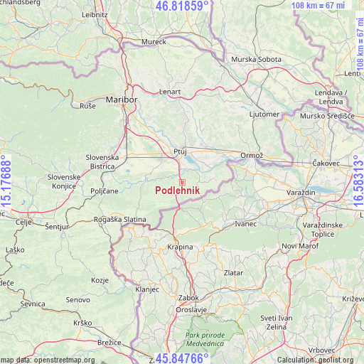 Podlehnik on map