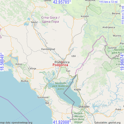Podgorica on map