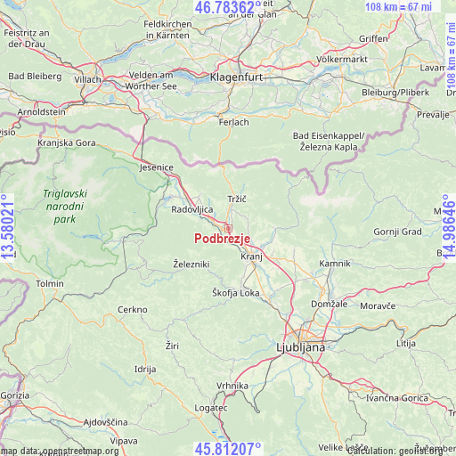 Podbrezje on map