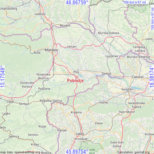 Pobrežje on map