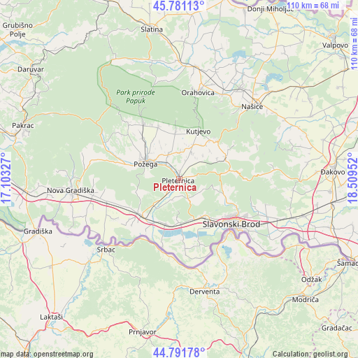 Pleternica on map