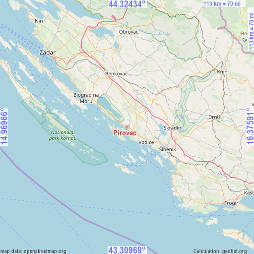 Pirovac on map