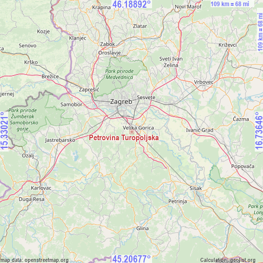Petrovina Turopoljska on map